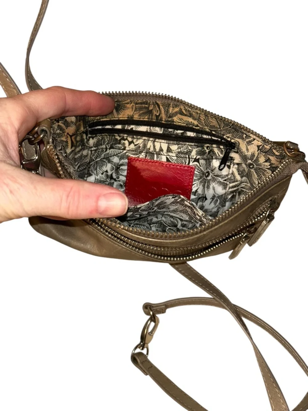 HOBO Spring Summer taupe khaki leather wristlet clutch wallet bag purse  9x5